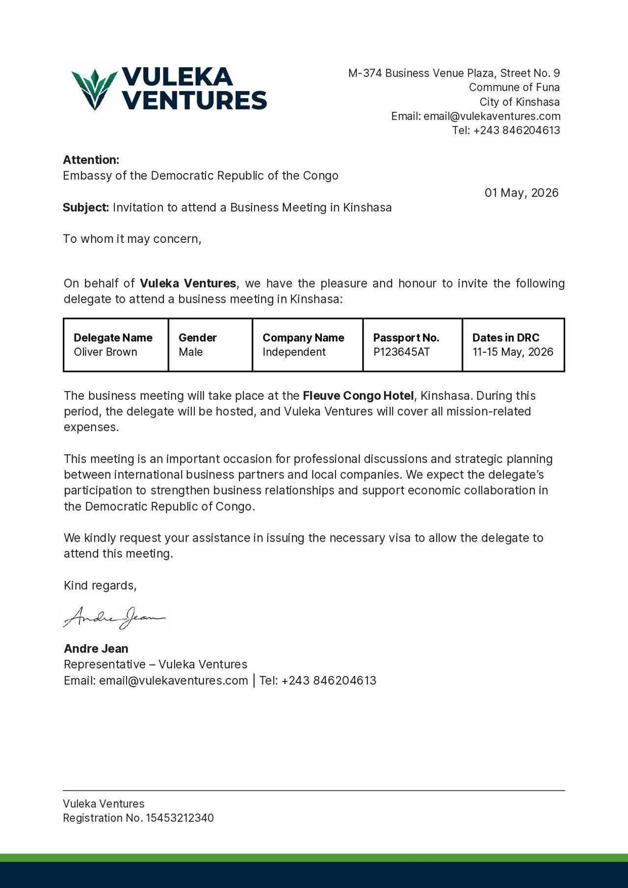 Invitation Letter Sample
