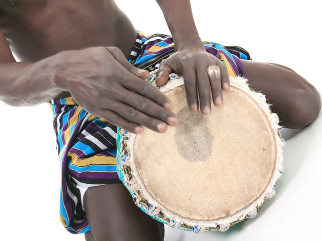 African Drum Being Played By A Performer