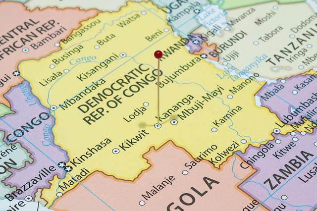 An image of a map showing the DRC and one of its cities