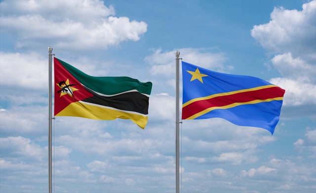 Democratic Republic Of The Congo Or Congo Kinshasa And Mozambique Flags