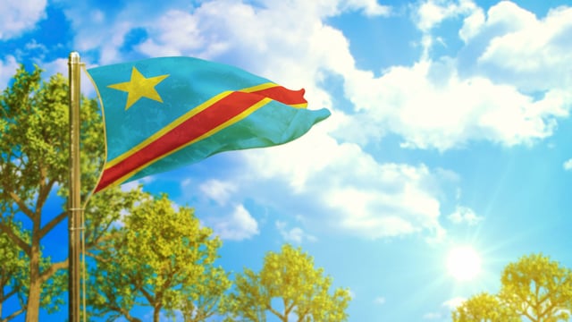 Flag of DRC flowing with the wind