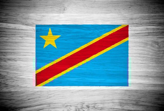 Flag of DRC on a piece of wood