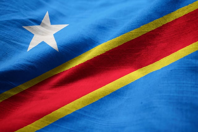 Flag of the DRC waving in the wind