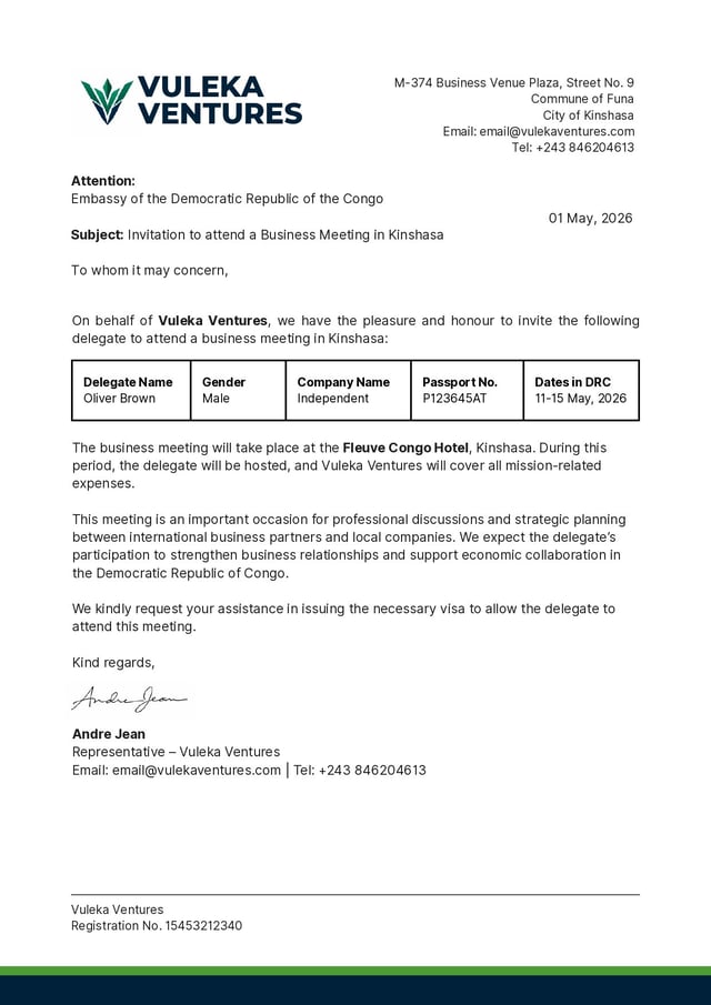 Invitation Letter Sample
