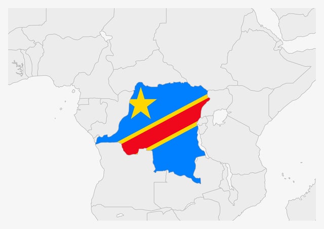 Outline of the country of DRC on an African map
