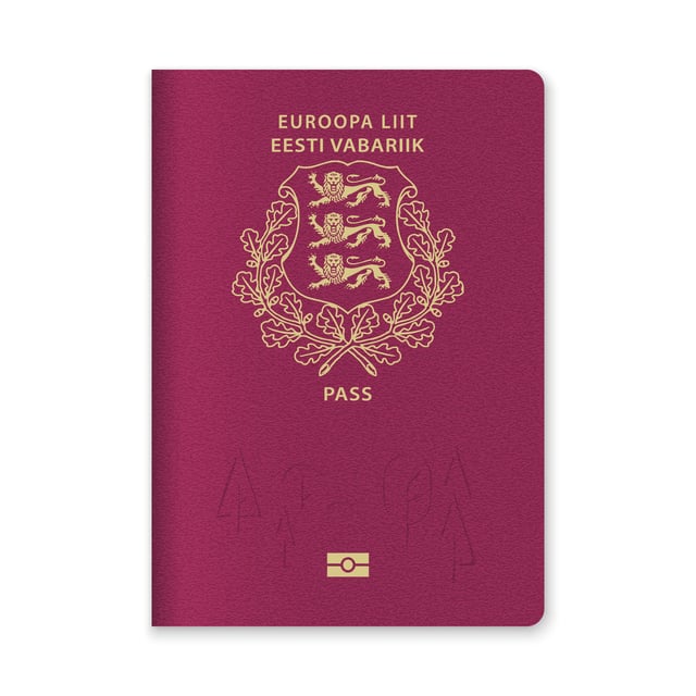 Passport of Estonia on a blank background