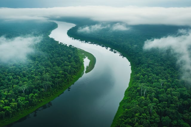 River running through Fog-Filled Rainforests