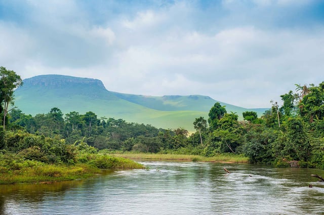 Small River Flowing Through Congo Jungle