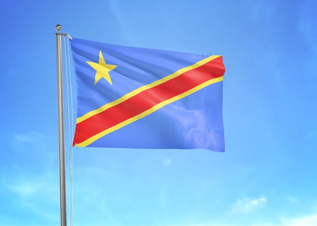 The flag of the DRC flowing in the wind