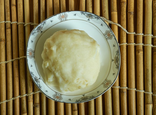 Traditional Congolese Food Fufu On A Plate
