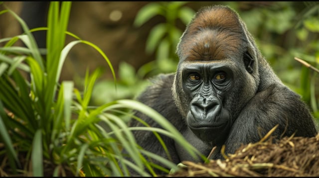 Young Silverback Gorilla In Forest