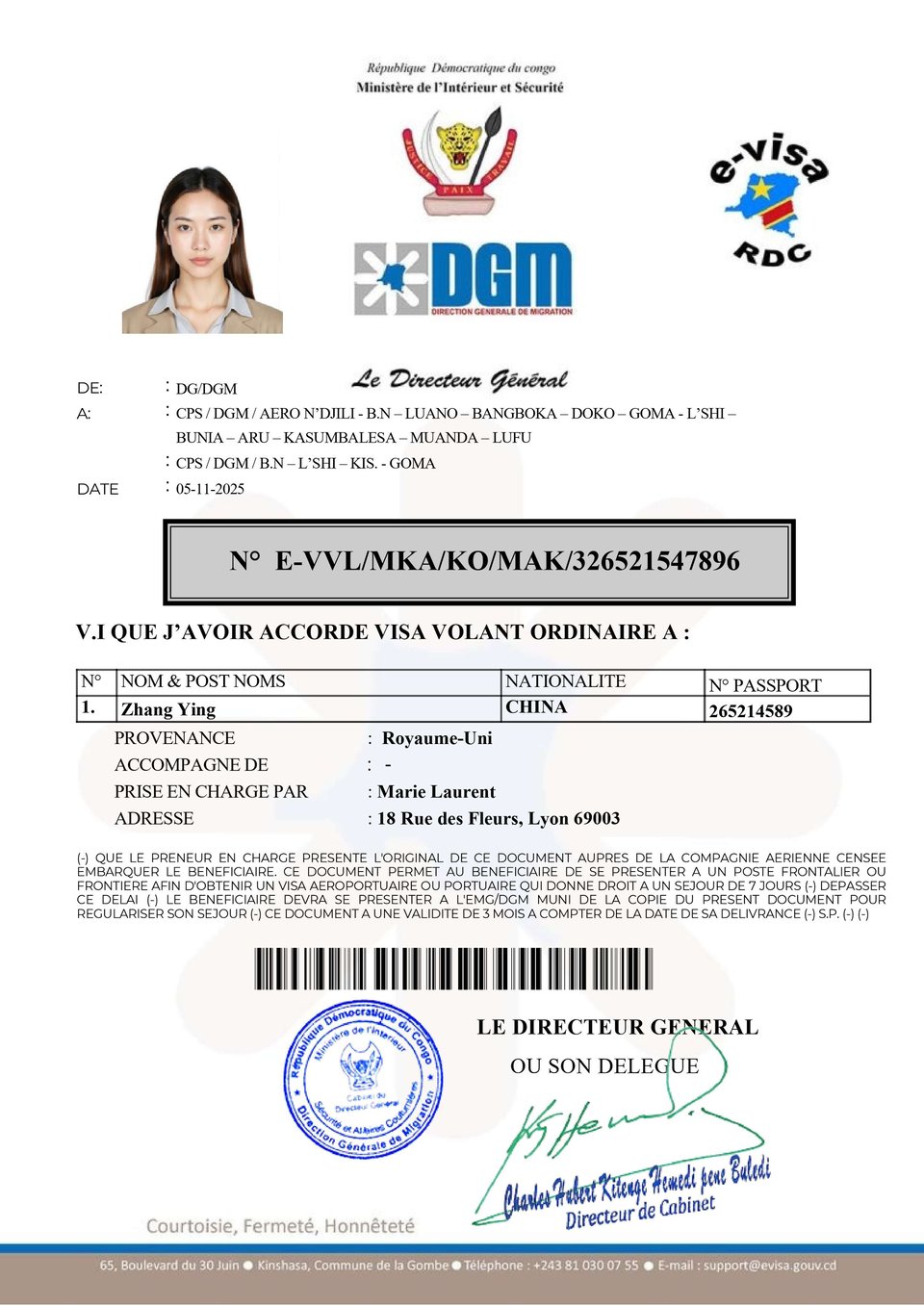 DRC eVisa Approval