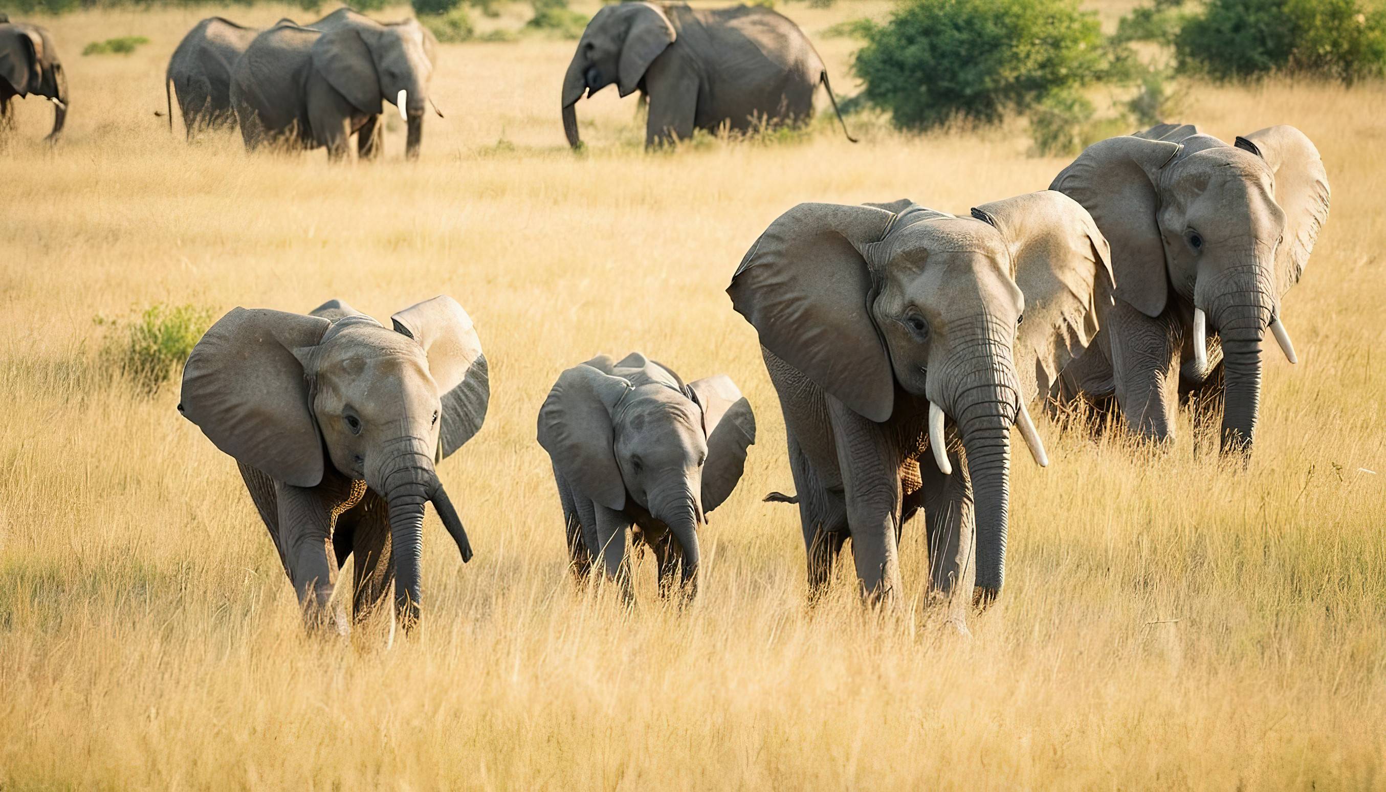 Herd Of Elephants In The Wild