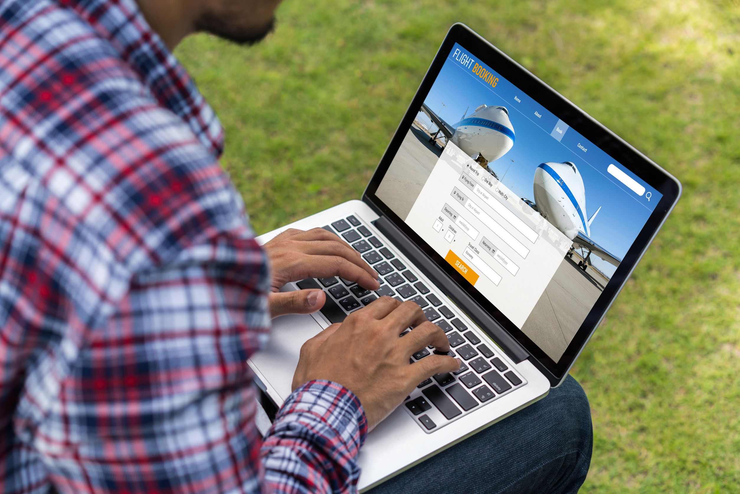 Online Flight Booking Website Provide Modish Reservation System Travel Technology Concept Online Flight Booking Website Provide Modish Reservation System Travel Technology Concept