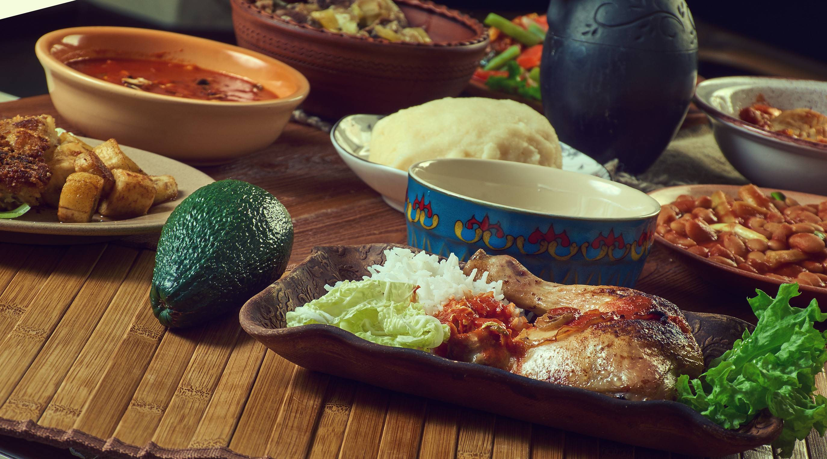 Traditional Assorted Dishes Of Congolese Cuisine