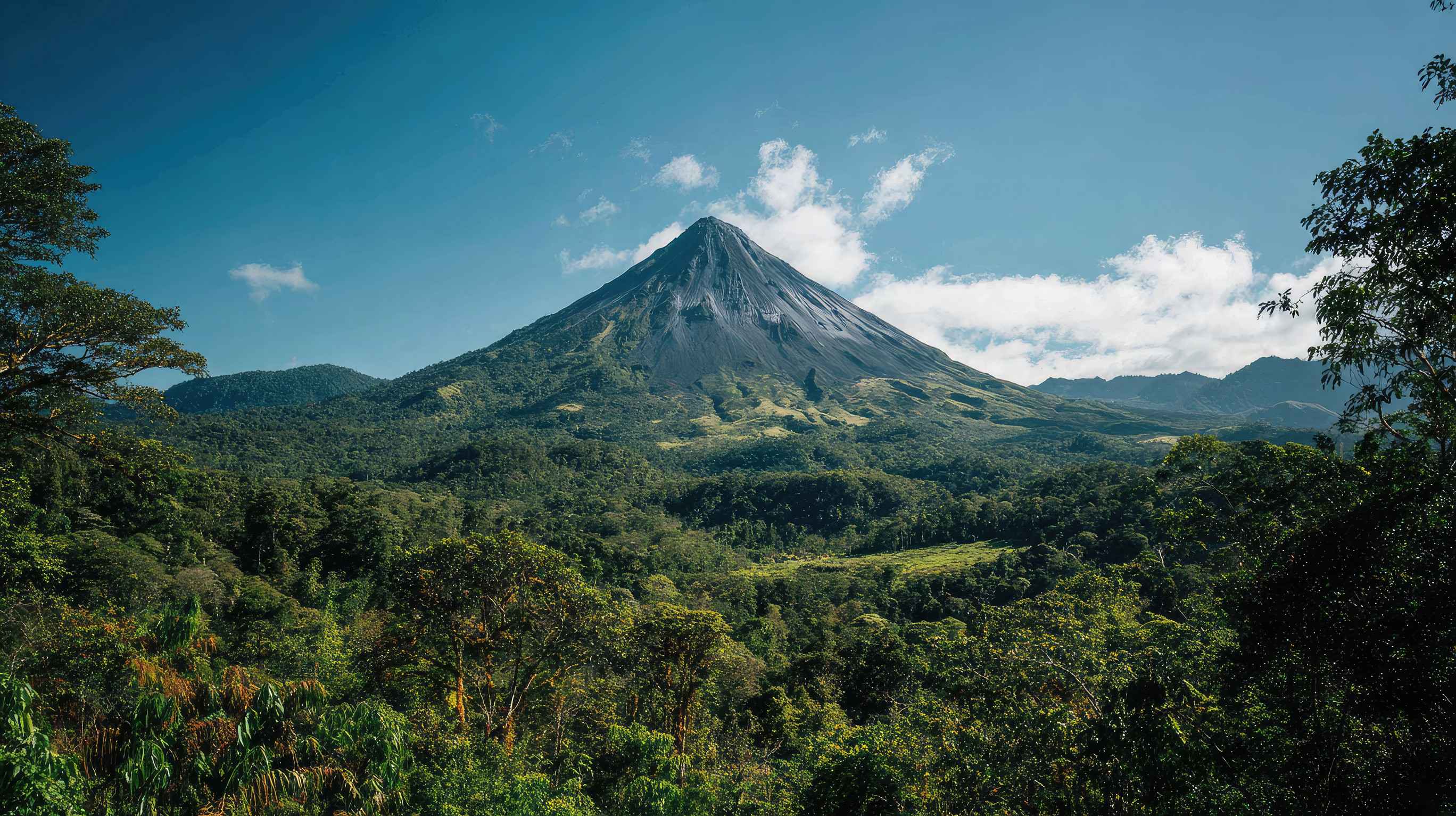 Volcano Surrounded By Green Forest